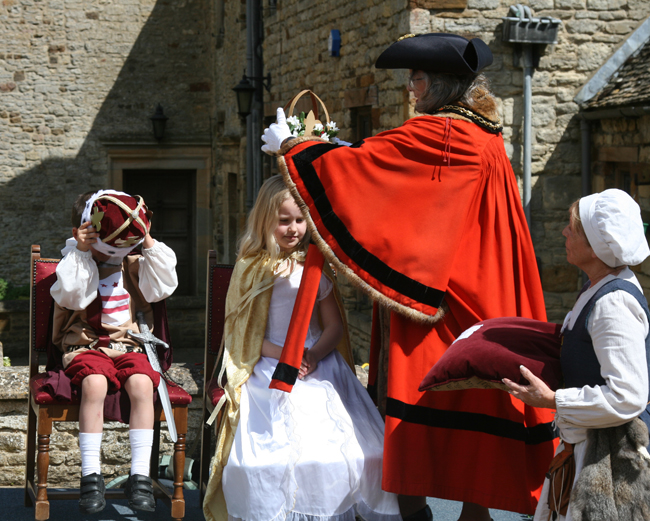 May Queen crowned by Brackley Town Mayor. May King crowns himself!