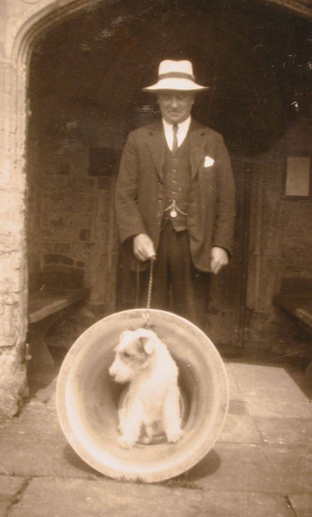 Bell given to Sulgrave Church by Cecil Walton in 1932 in memory of his wife Cissie (with Wally the dog).